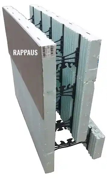 Nudura-sokkelipalkki Nordicformin valmisperustukset. Rappaus.